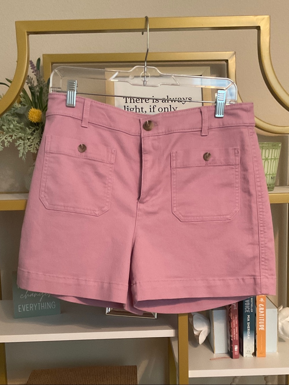 LOFT Pink Patch-Pocket Cotton Shorts